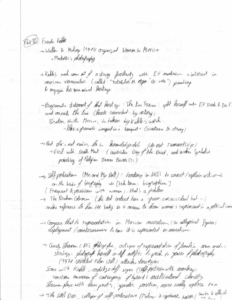 Lecture 7 notes, page 3: Part III, Frida Kahlo